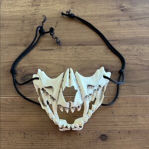 Bone Skull Mask with Black Straps